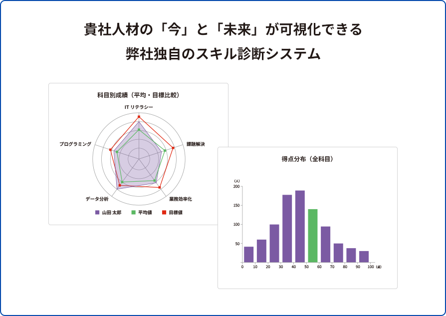 貴社人材の「今」と「未来」が可視化できる弊社独自のスキル診断システム